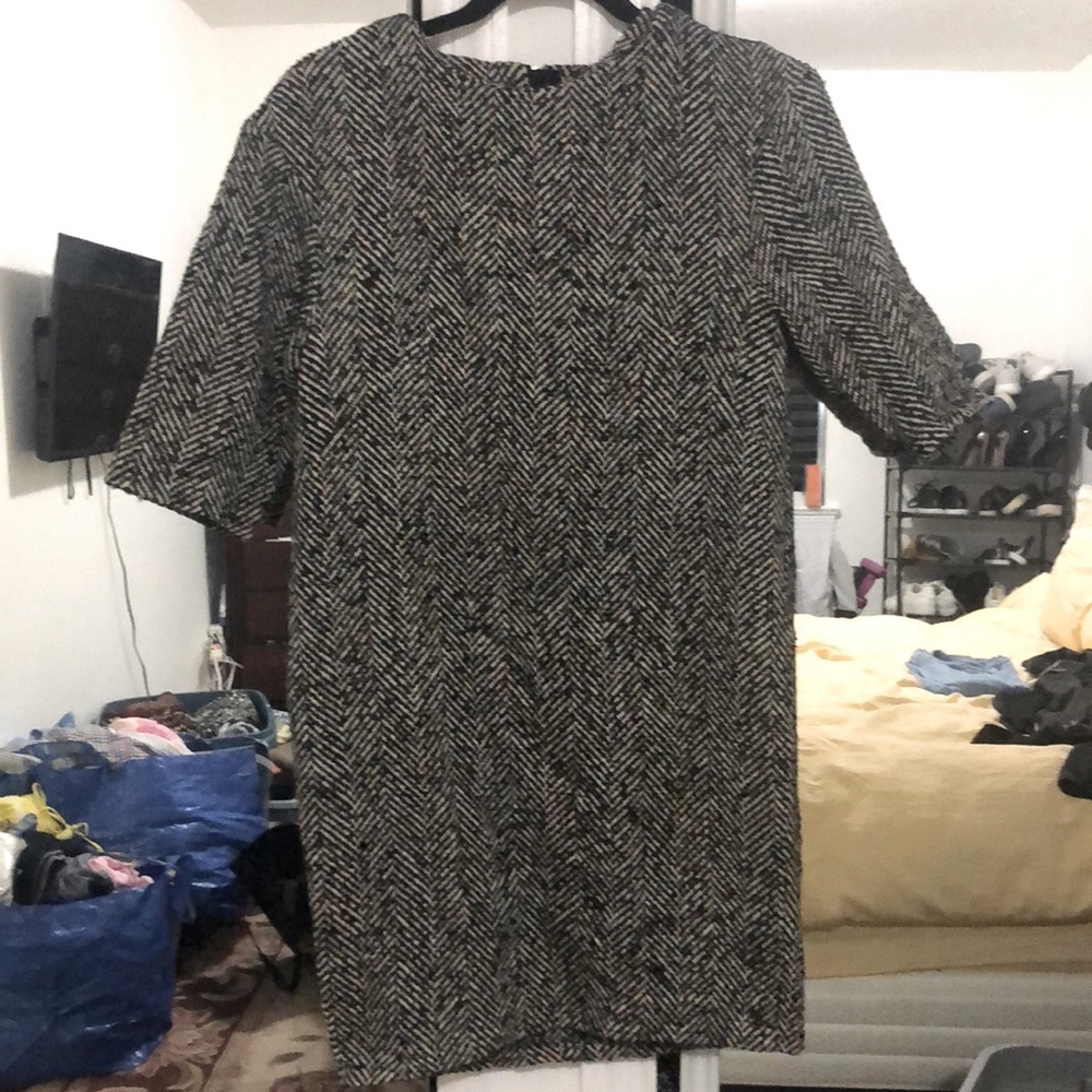 ASOS oversized wool shift dress w/ exposed zipper